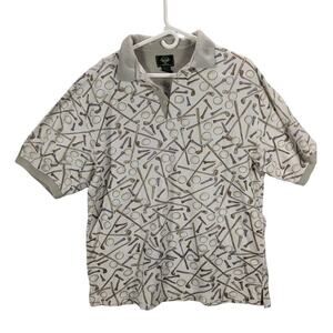 Vintage Dockers Golf Shirt Mens Large Polo Off White Clubs Balls Tees Outdoor